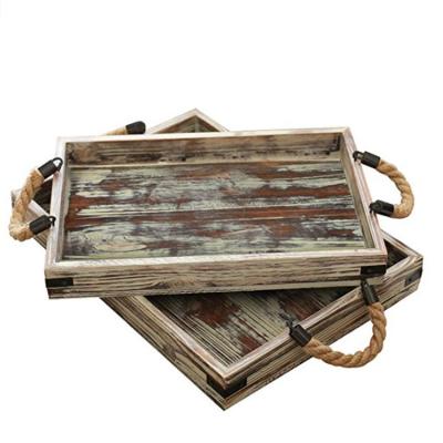 China Home\Office\Hotel\Restaurant\Car Homeware Durable Rustic Vintage Maker Solid Wood Trays For Deco for sale