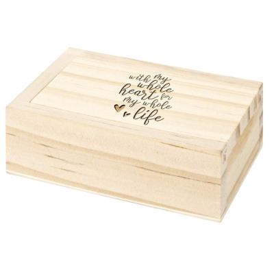 China Handmade Rustic Natural Natural Rectangular Grain Ring Box Large Capacity Storage Container Wooden Proposal for sale