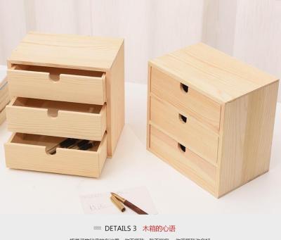 China Universal Wooden Pine Table Top Drawer Storage Box Viable for sale