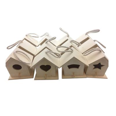 China 12 Viable High Quality Birds Arrange Storager Matching Unfinished Minisolid Wooden Bird House Craft for sale