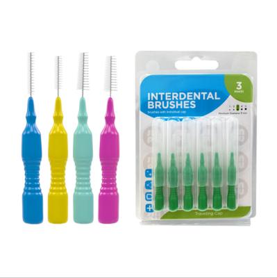 China Cheap Full Color Oral Care Eco-friendly Natural Biodegradable Small Interdental Brushes With Case Purple Interdental Brush for sale