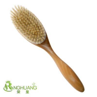 China Blood Circle Stimulate Wooden Body Dry Brush Handle Shower Bath Brush With Boar Bristle Horse Hair 007 for sale