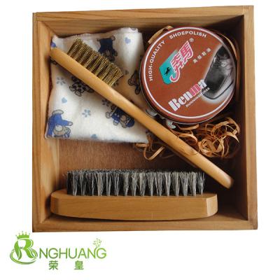 China Sustainable Shoe Shine Kit Horse Hair Shoe Care Set for sale