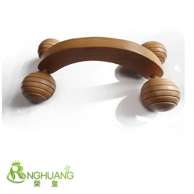 China Handheld Boby Care Scrubber Massager With Wooden Handle And Roller for sale