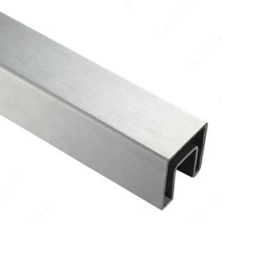 China Stainless Steel 25x21mm 14x14mm Square U Shaped Railing Stainless Steel Dull Tube for sale