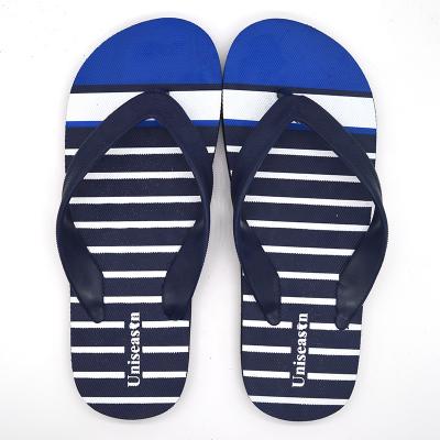 China Fashion Trend Stripe Print Flip Flops Men Rubber Flip Flops Slippers Silk Printing Men Slippers for sale