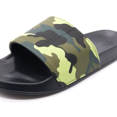 China Custom Logo Design Flat Cozy Slide Flat Styles PU Men Sandals for sale