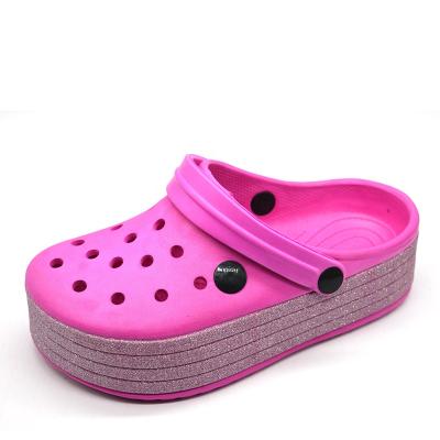 China Latest Design Flat Flower Eva Garden Clogs For Kids High Platform Eva Clog for sale