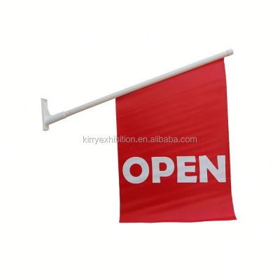 China Cafe Shop Door Hanging Banner Wall Mounted Flag With Flagpole Flipping Advertising Banner for sale