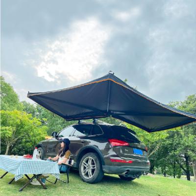 China Cheap UV-resistantm car side fold canvas tear stop foxwing tent 270 degree fox bat wing without legs with wall and floor for sale