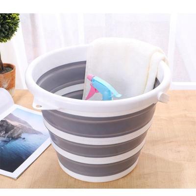 China Sustainable Collapsible 10L Silicone Collapsible Bucket For Household Camping Fishing Cleaning for sale