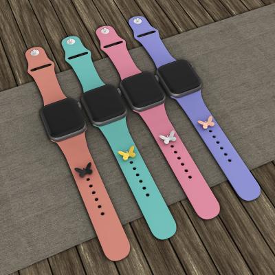 China New Luxury Decorative Watch Band Rings Butterfly Stud For Apple Watch Strap Band Strap for sale