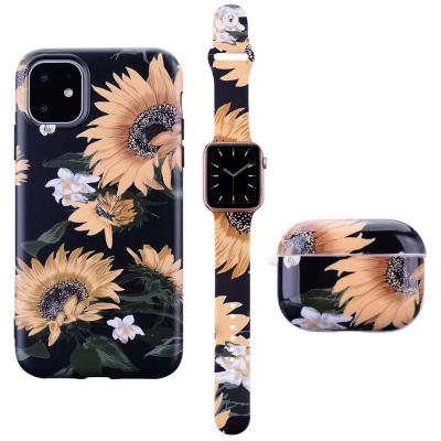 China Fanshion Phone Case and Matching Airpod Case with Iwatch Series Carcasa Estampado De Flores Scam Compatible for sale