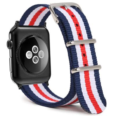 China For Apple Watch 6 2 Piece Nylon Navy With Red Stripe For Apple Series 1 42mm & 44mm 2 3 4 5 & 6 Apple Watches for sale