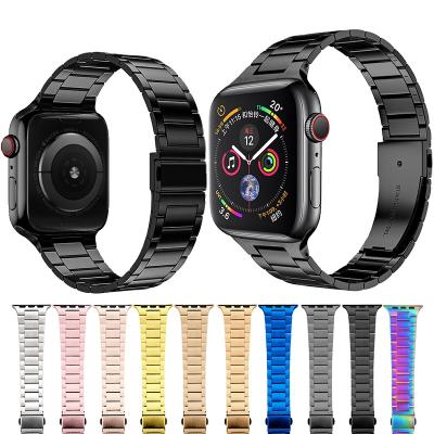 China Luxury For Apple Watch Strap 38MM Stainless Steel Strap Metal Replacement Wrist Watch Band 42MM Slim For iWatch for sale