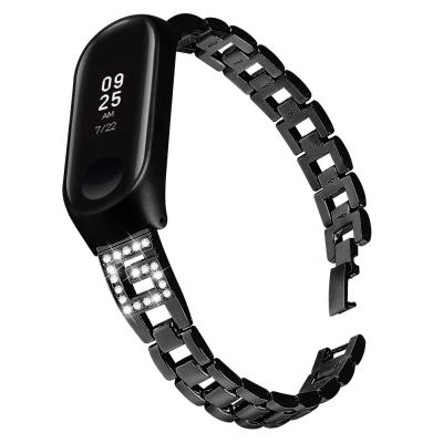 China Comfortable G-Shaped Diamond Metal Strap Watchband For Xiaomi MI Band 4 for sale