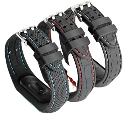 China Water Resistant Strap Rubber Watch Bands For Xiaomi MI Band 3 4 5 Sports Band Watch Silicone Wrist Strap for sale