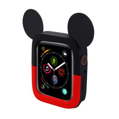 China Protective Soft TPU Case Cover For Apple Watch New Arrival Mickey Ears Anti-Scratch Soft Silicone TPU Cover Device For Apple Watch 40mm And 44mm for sale