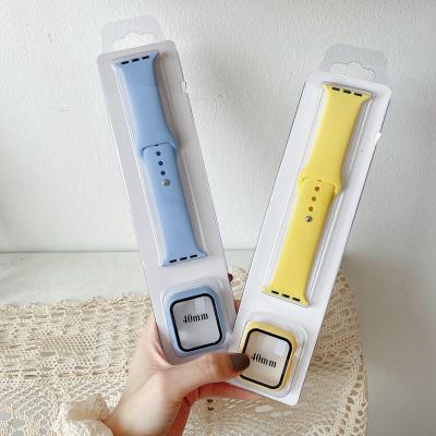 China Promotion PC Case Silicone Apple Watch Band Rubber Strap For Iwatch Series 6 5 4 for sale