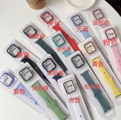 China Apple Watch Set Replacement Silicone Rubber Iwatch Custom Smart Adjustable Strap Band Series 5 3 44mm for sale