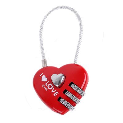 China CH-28A Zinc Alloy Promotional Cable Heart Shaped Combination Lock for sale