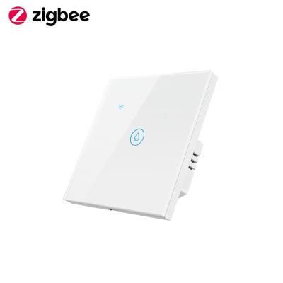 China ABS 1gang smart zigbee water heater switch power 4000W size 86*86 for (UK&EU) waterproof wireless water heater touch switch for sale