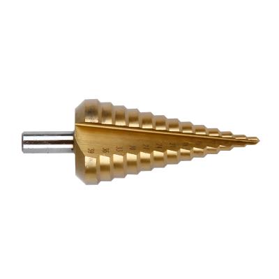 China Metal Drilling Tin Coated Straight Shank High Speed ​​Steel Flute Step Drill for Metal Stainless Steel Aluminum Wood for sale