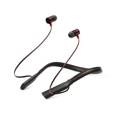 China New Leather Material Earphone Headphone Leather Material Suitable Running Neckband Design Sport Earbuds for sale