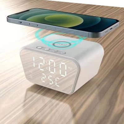 China Antique Style Digital Alarm Clock with Wireless Charging Temperature Led Display for Bedroom, Bedside, Desk Alarm Clock Wireless Charger for sale