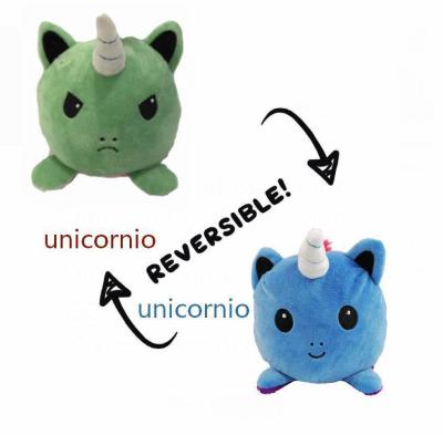 China New Product Junior (7-14 Years) Double-Sided Angry Happy Plush Toy Reversible Shaking Unicorn Doll Expression Dol for sale