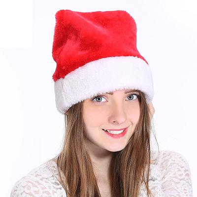 China Custom Adult Party Hat Santa Red Hat Christmas Cloth Fashion Plush Material Christmas Hat Children Christmas Decorations for sale