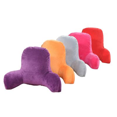 China Wholesale Solid Color Corduroy Massage Cushion With Armrest Waist Pillow Sofa Backrest Lumbar Pillow for sale