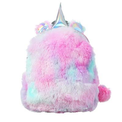 China Waterproof 2020 Color Matching Plush Girls Unicorn Backpack Student Bag Plush Travel Bag for sale