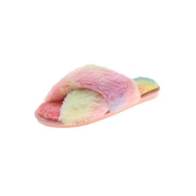 China European fashion trend large size flat heel plush thick-soled fluffy slippers for indoor women's slippers women shoes for wholesales for sale