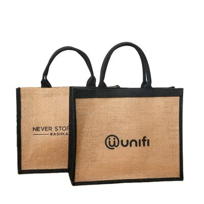 China Fashion Durable Recycle Bag Jute Tote Bag Strong Custom Logo 100% Shopping Bag for sale