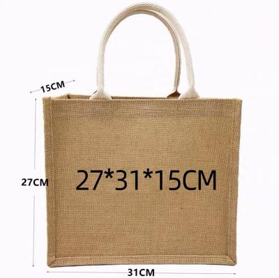 China Hot Sale DIY Good Quality Reusable Fashion Jute Tote Bag Customized Logo Shopping Bag for sale