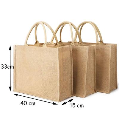 China Reusable Heavy Duty Expandable Expandable Foldable Grocery Sack Reusable Jute Folding Tote Bag Grocery Bag Gifts Customized Image for sale