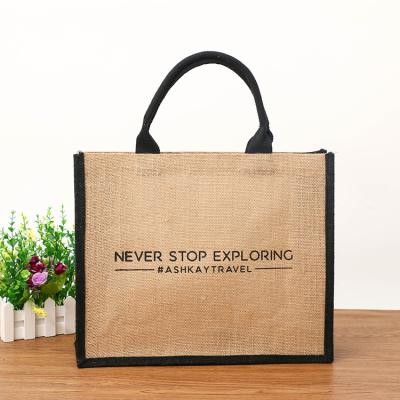 China Cheap Recyclable Jute Sack Packaging Reusable Shopping Bags for sale