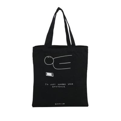 China Durable Good Quality Recycle Beautiful Cotton Black Canvas Bag Custom Logo Shopping Bag for sale