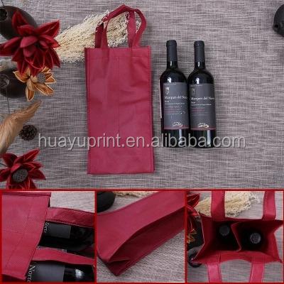 China Wholesale Reusable Handled Wine PP Non Woven Bags For 4/6 Bottle Wine Bag for sale