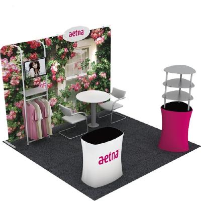 China Environmental Friendly Trade Show 10x10 Tensile Fabric Booth Exhibit Portable Photo Exhibition Stands Free Standing Display for sale