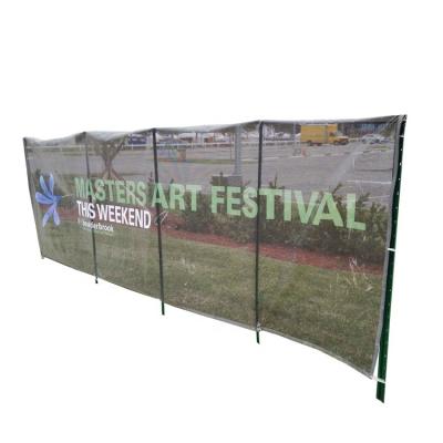 China Custom Outdoor Hanging Promotion Advertising Printing Flag Fabric Polyester Fence Mesh Banner for sale