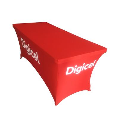 China Custom Advertising 4ft 6ft 8ft Stretch Table Cover Advertising Table Cloth for sale