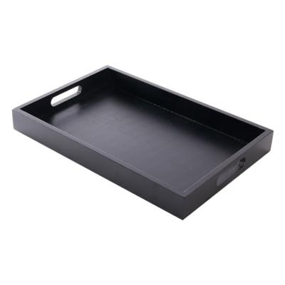 China Wholesale Custom Black Wooden Tray Food Rectangular Wooden Tray Home Hotel Wedding Restaurant for sale