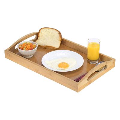 China Home Custom Natural Color Tray Rectangular Breakfast Wooden Tray Hotel Wedding Restaurant for sale