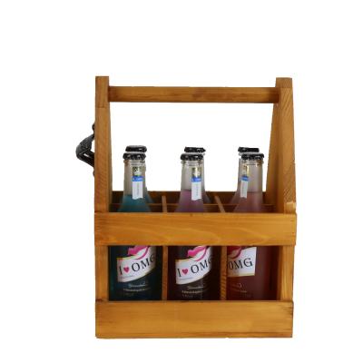 China Europe factory supply hot sale wine basket wooden beer box 6 packs for sale