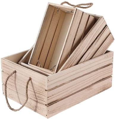 China Europe set of 3 wooden crate retro old wooden storage box sundries empty box for sale