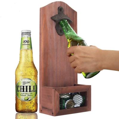 China Competitive Price Wooden Bottle Opener Viable Opener Coaster Wooden Bottle Opener for sale