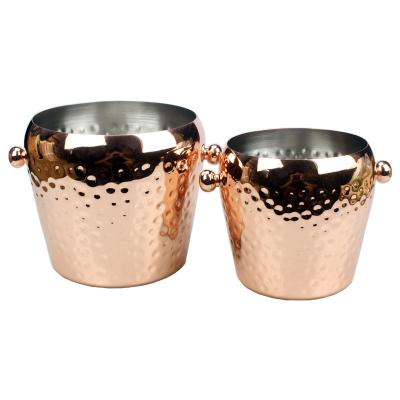 China Viable Made In China Multicolor Stainless Steel Metal Hammered Ice Bucket With Handle Mirror Polished Highlight for sale