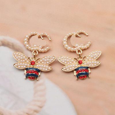 China Wholesale Brand Luxury Logo Inspiration Earrings High Quality Designer Pearl Earrings Baroque cc Earrings for sale